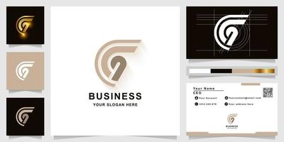 Letter G or CG monogram logo template with business card design vector