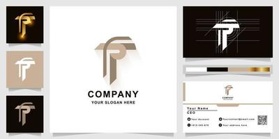 Letter T or FT monogram logo template with business card design vector