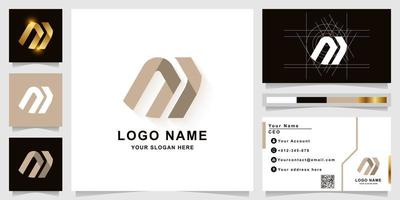 Letter m or ni monogram logo template with business card design vector