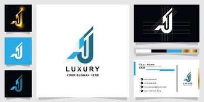 Letter J or JJ monogram logo template with business card design vector