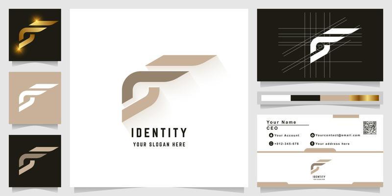 Letter f or Gf monogram logo with business card design