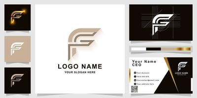 Letter f or ff monogram logo template with business card design vector