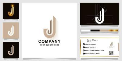 Letter j or jj monogram logo template with business card design vector