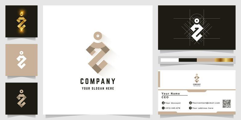 Letter i or z monogram logo with business card design