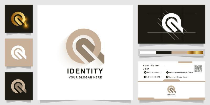 Letter Q or Qq monogram logo template with business card design