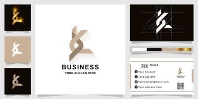 Letter k or bk monogram logo template with business card design vector