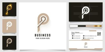 Letter p or pp monogram logo template with business card design vector