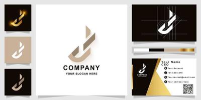 Letter J or d monogram logo template with business card design vector