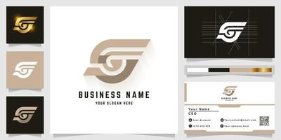 Letter S or G monogram logo with business card design vector