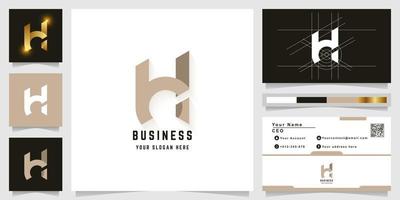 Letter H or Hi monogram logo with business card design vector