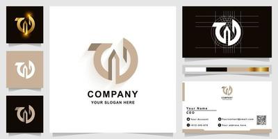 Letter w or aD monogram logo template with business card design vector