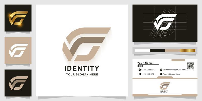 Letter G or GG monogram logo template with business card design