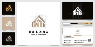 Architecture, building or real estate monogram logo with business card design vector