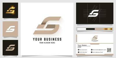Letter S or G monogram logo with business card design vector