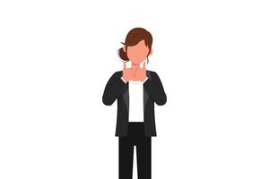 Business design drawing businesswoman with two thumbs up gesture. Excited female manager in blazer showing thumbs up sign. Deal, like, agree, approve, accept. Flat cartoon style vector illustration