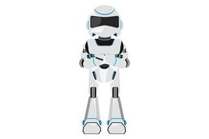 Business design drawing robot with keeping arms crossed. Robot standing with folded arms pose. Future technology. Artificial intelligence and machine learning. Flat cartoon style vector illustration