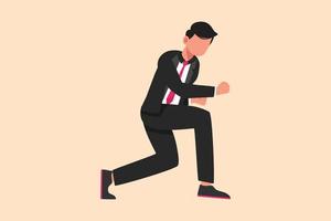 Business flat cartoon style drawing happy businessman bow with yes gesture. Office worker celebrate success of company project. Successful victory achievement. Graphic draw design vector illustration