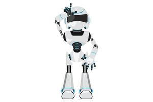 Business flat drawing robot showing loser sign on forehead with fingers. Making 'L' symbol. Humanoid robot cybernetic organism. Future robotic development concept. Cartoon design vector illustration