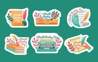 Poetry Day Sticker Collection vector
