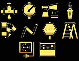 Gold builder icons Isolated on Black Background vector