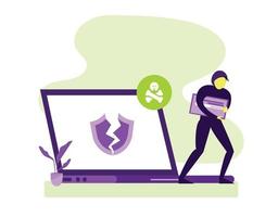 Hacker attack and web security vector