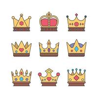 Multiple Sets of Crowns With Jewels Etched vector