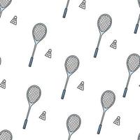 Badminton, seamless pattern racket and shuttlecock for playing badminton. Vector illustration background