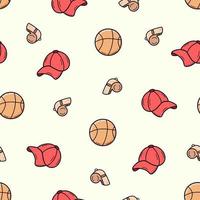 Seamless pattern sports doodle icon set concept. Design elements of a sports invert, a healthy lifestyle. Vector illustration