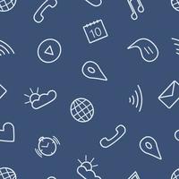 Seamless pattern doodle icons for the function of a gadget, phone or smartwatch vector