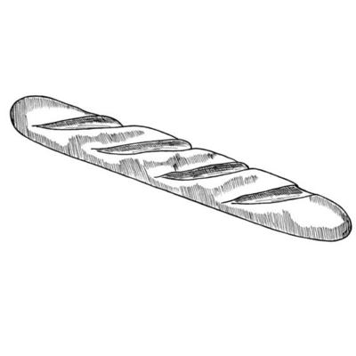 Vector hand drawn doodle sketch baguette bread isolated on white background