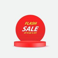 banner de venta flash con vector de podio de producto rojo