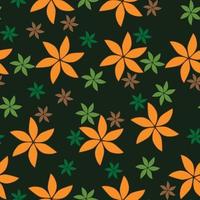 Flower with leave vector seamless pattern