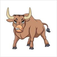angry bull with a white background, vector