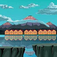 game background cartoon vector , Lake side house