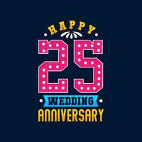 feliz celebración del 25 aniversario de bodas vector