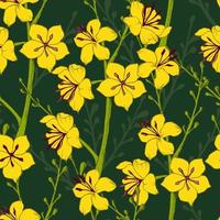 Seamless vector pattern with little yellow flowers. Wavy leaf mullein flower. Texture background for textile, ceramic tile, fabric, wallpaper, and all types of prints.