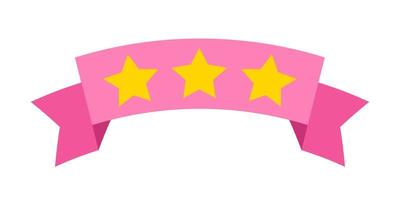 Vector icons of colorful stars on pink ribbon.