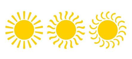 conjunto de vectores iconos de sol en estilo plano