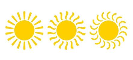 Vector set icons of sun in flat style