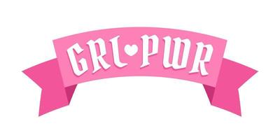 Vector emblem with text of girl power with pink ribbon