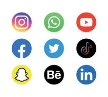 Social media icons set and popular social applications modern logos flat vector illustration.