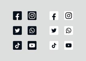 conjunto de iconos de redes sociales y aplicaciones sociales populares logotipos modernos ilustración vectorial plana. vector