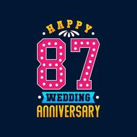 Happy 87th Wedding Anniversary celebration vector