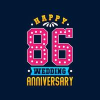 feliz celebración del 86 aniversario de bodas vector