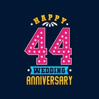 feliz celebración del 44 aniversario de bodas vector