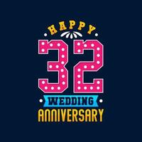 Happy 32nd Wedding Anniversary celebration vector