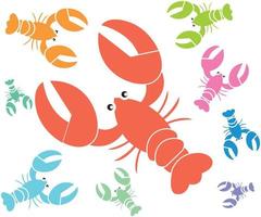 colored lobster flat seamless pattern vector