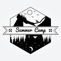 summer camp logo design vintage image icon illustration art vector