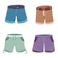 Set of colorful cartoon shorts pant in various designs vector