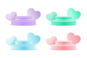 A bundle of heart-shaped podiums for display products. vector